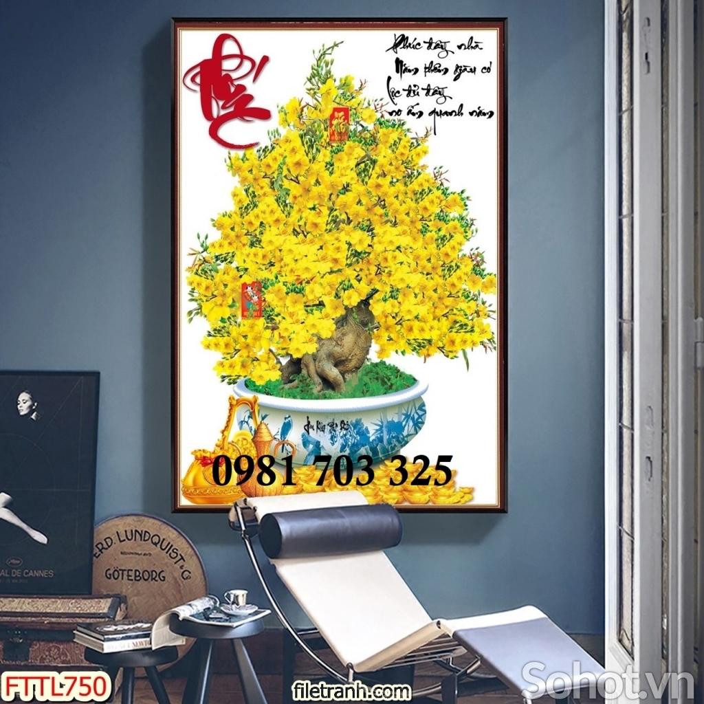 Tranh gạch hoa mai đẹp 3D