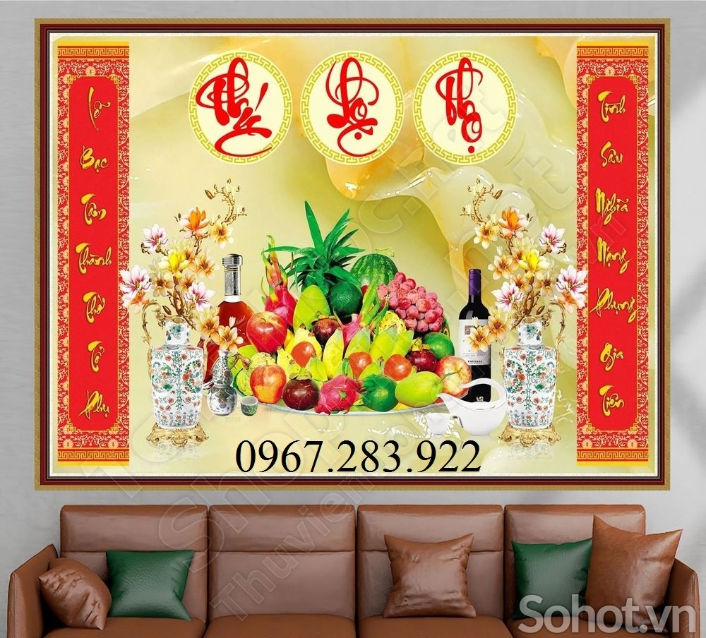 Gạch  3D- Tranh phong thuỷ Phúc Lộc Thọ