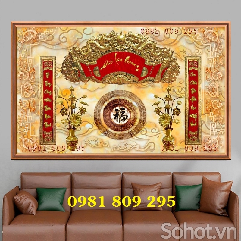 Gạch tranh phòng thờ gia tiên HP373
