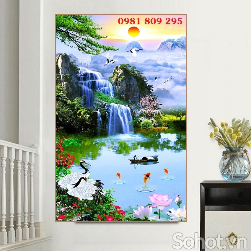 Tranh gạch thác nước ốp tường hp18655