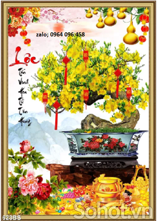 Tranh gạch 3d cây mai - gạch tranh 3d cây mai - XCN87