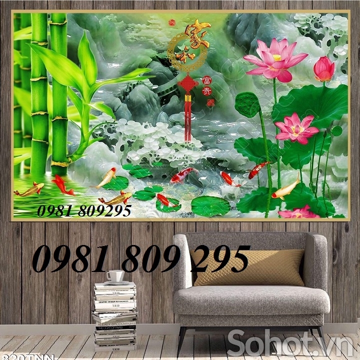 Gạch tranh 3d ốp tường hoa sen