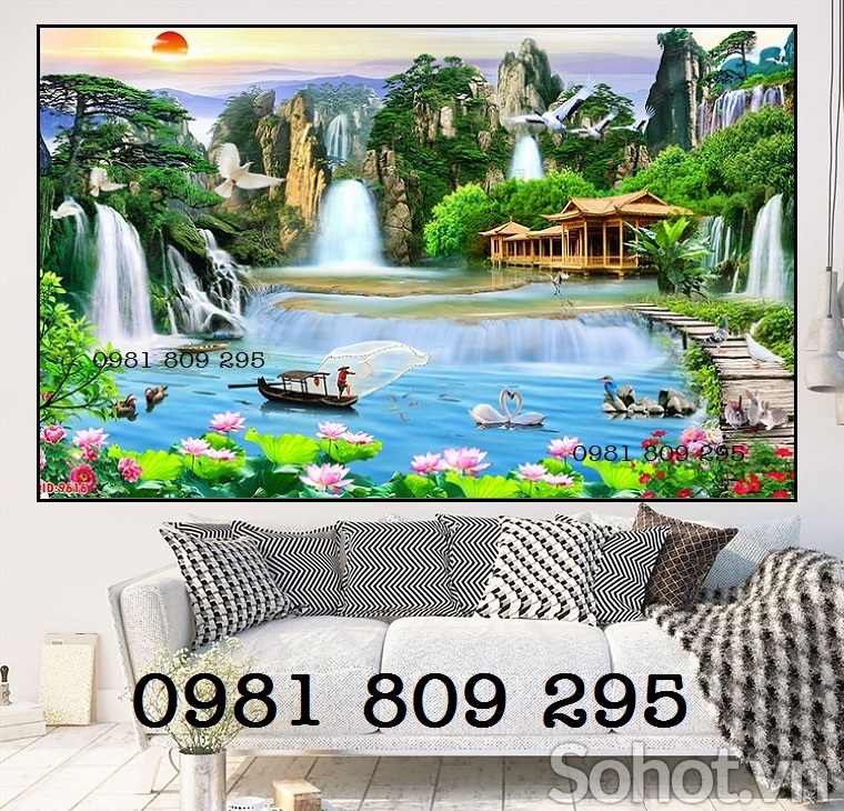 Gạch tranh 3d phong cảnh trang trí