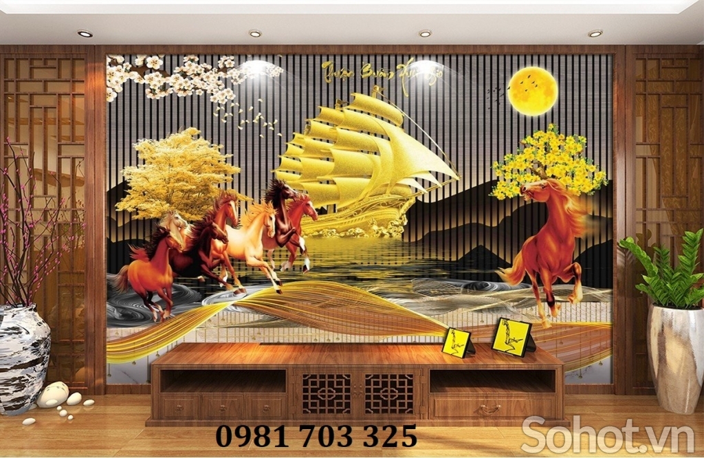 Gạch tranh thuyền vàng 3D