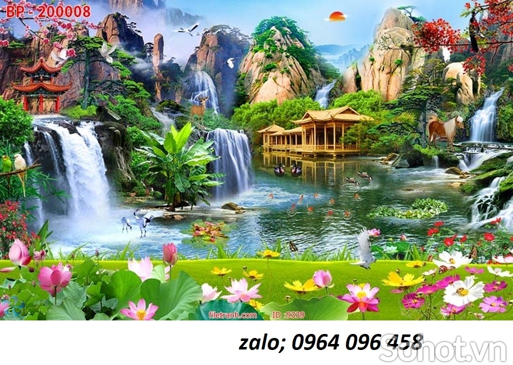 Tranh gạch 3d ốp tường tranh phong cảnh đồng quê - NCVV54