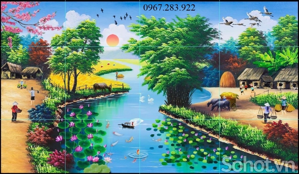 Tranh phong cảnh đồng quê trang trí phòng khách - Hà Nội 