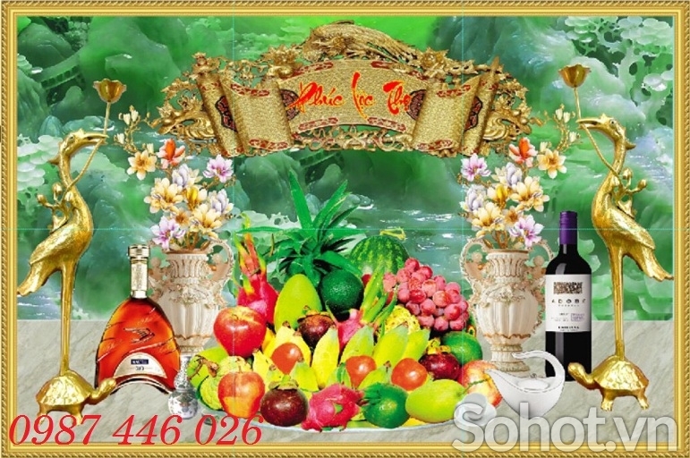 Gạch tranh phòng thờ, tranh ốp tường ban thờ HP82