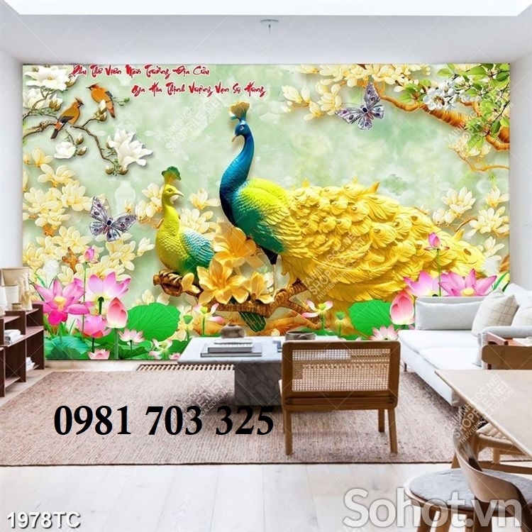 Tranh gạch mẫu đơn cao cấp trang trí