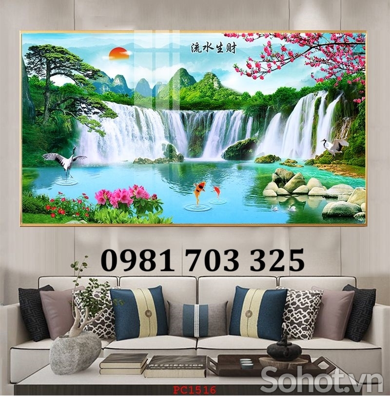 Gạch tranh thác nước đẹp hiện đại