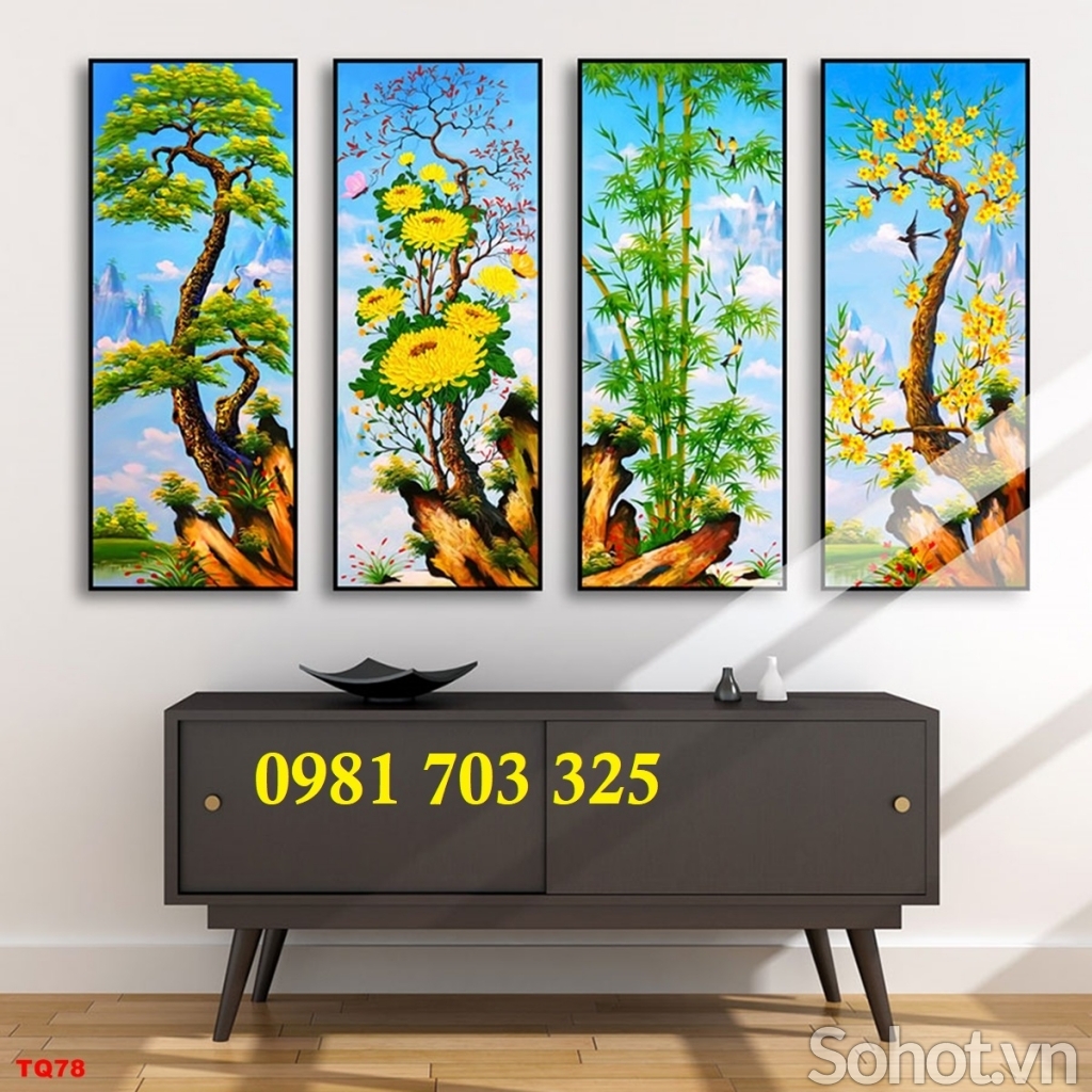 Gạch tranh trang trí tứ quý sang trọng