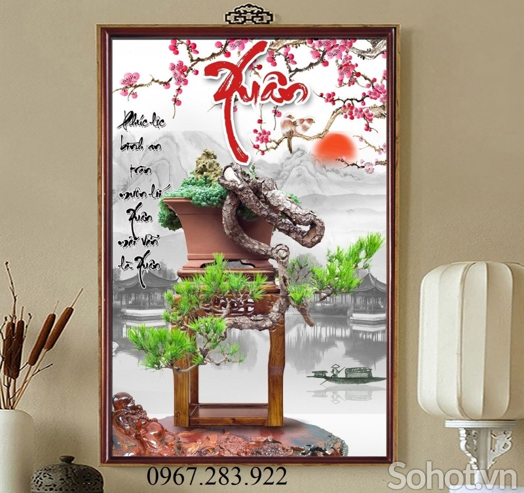 Gạch 3D- Tranh trang trí cây cảnh