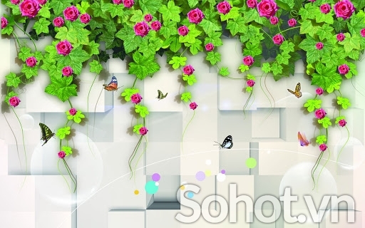 Tranh gạch 3d hoa hồng leo - CFBBV8
