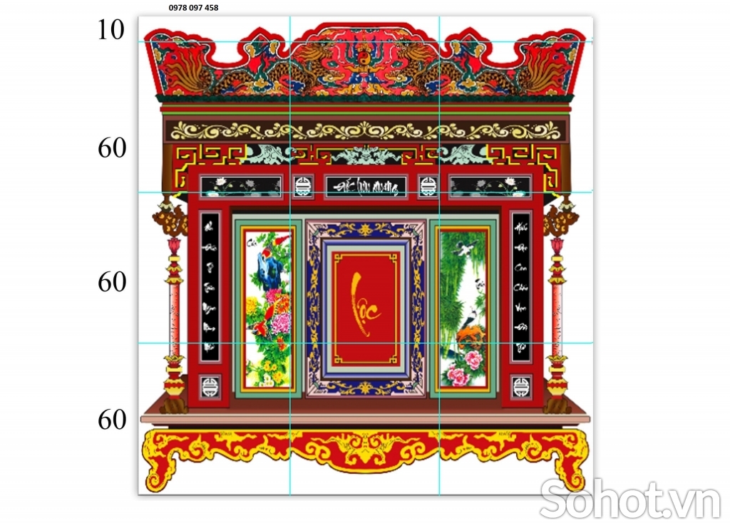 Phòng thờ - tranh gạch men 3D