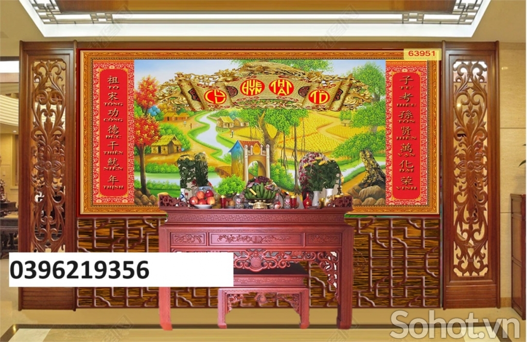 Tranh gạch men treo phòng thờ