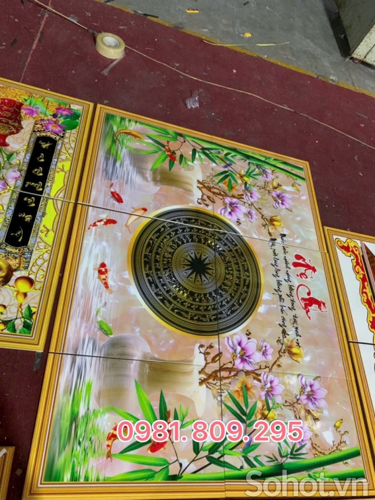 Gạch hoa sen trống đồng , gạch tranh 3d đặt theo yêu cầu