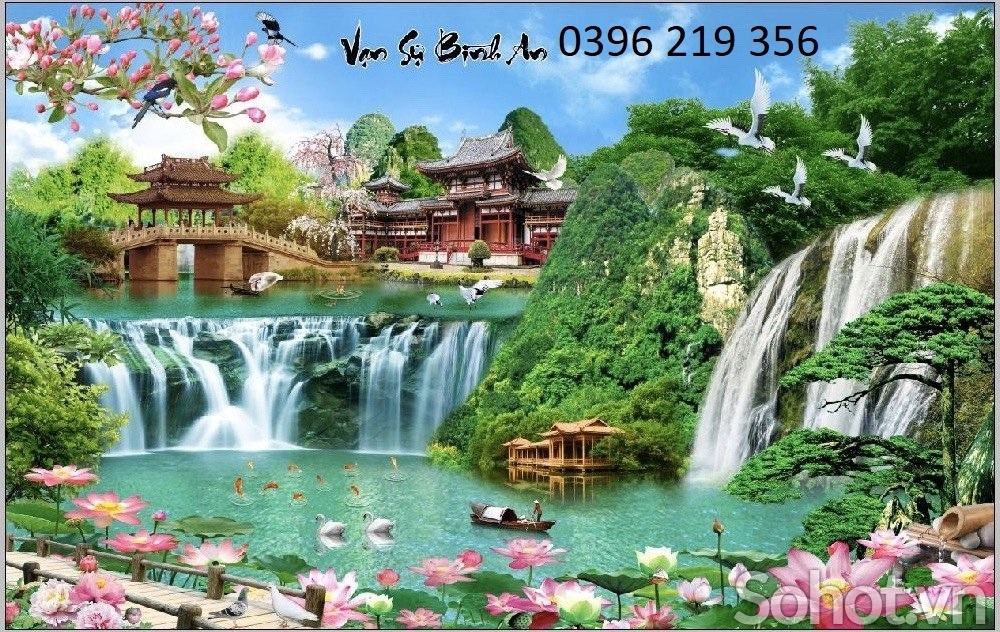 Tranh gạch ốp lát phong cảnh trang trí 3d