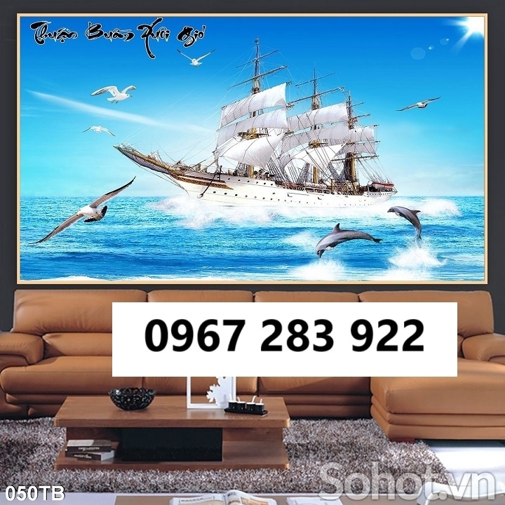 Gạch tranh 3d cảnh thuyền buồm