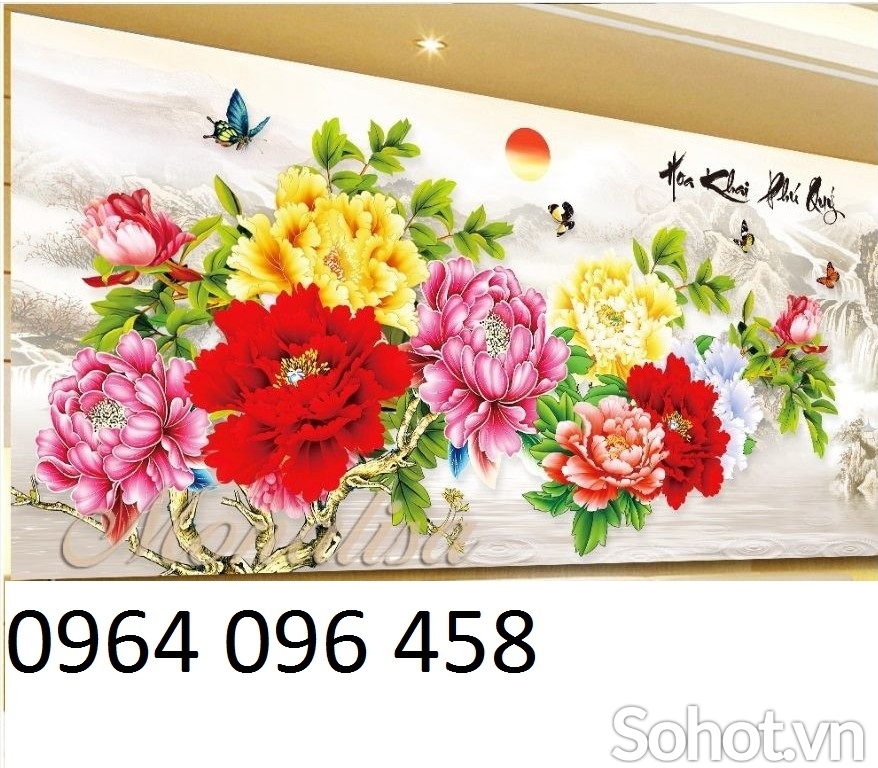 Tranh gạch 3d phong thủy hoa mẫu đơn - CVNN96