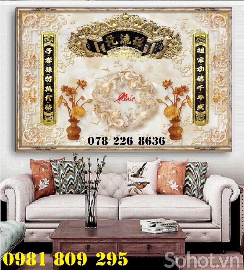 Tranh 3d phòng thờ - tranh gạch 3d