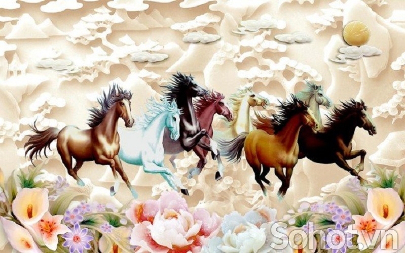 Tranh gạch ốp tường mã đáo thành công 3d - NNXX33