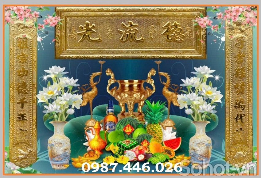 Gạch tranh ốp tường ban thờ, tranh gạch trang trí tường đẹp