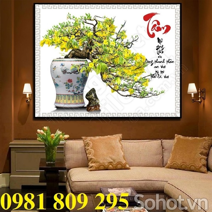 Tranh hoa mai 3d ốp tường - tranh gạch men
