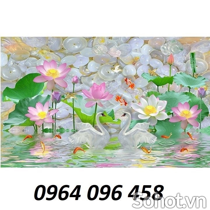 Tranh 3d hoa sen gạch tranh 3d hoa sen 654HG