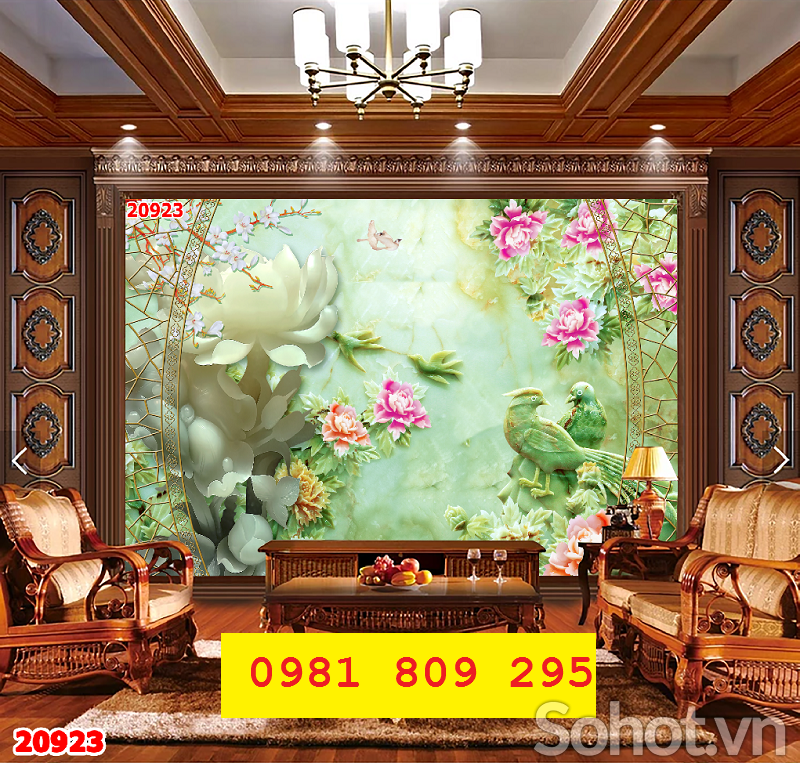 Gạch tranh sứ ngọc 3d , tranh hoa sen