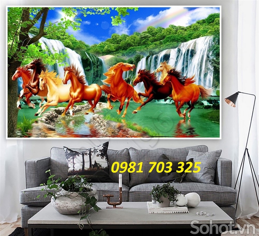 gạch tranh 3D bát mã- tranh phong thủy