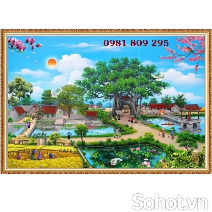 Tranh gạch làng quê , gạch ốp tường cao cấp HDN930