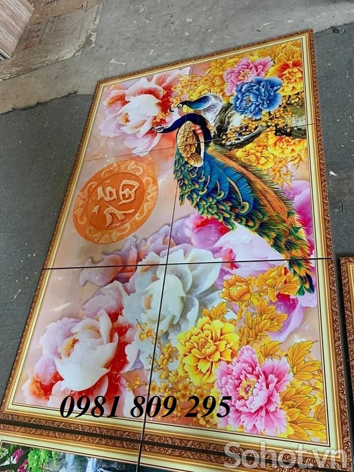 gạch tranh 3d chim công MỚI SALE