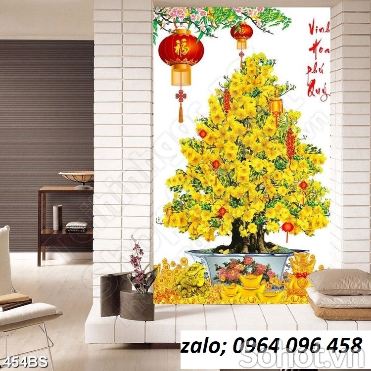 Tranh 3d cây mai - tranh gạch 3d cây mai - CDC63