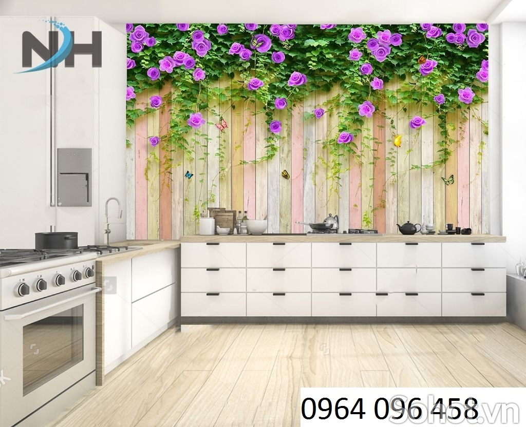 gạch ốp tường hoa hồng 3d