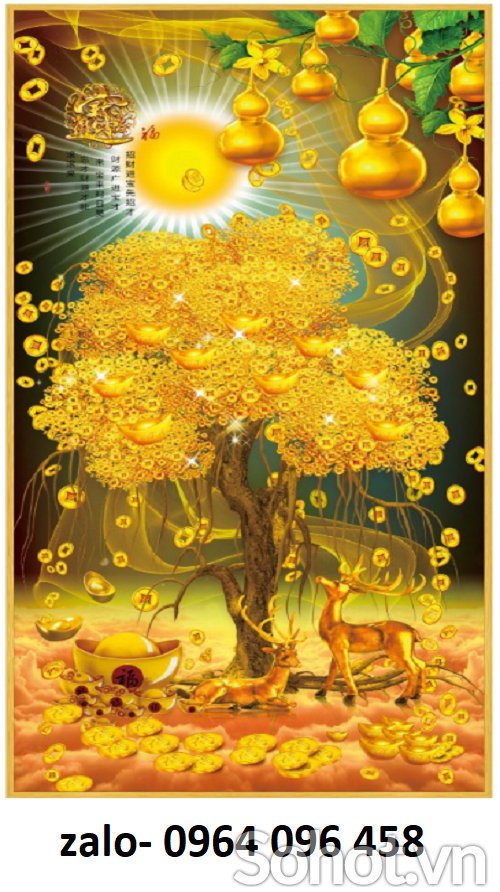 Gạch tranh ốp tường cây kim tiền 3d - SCBB90
