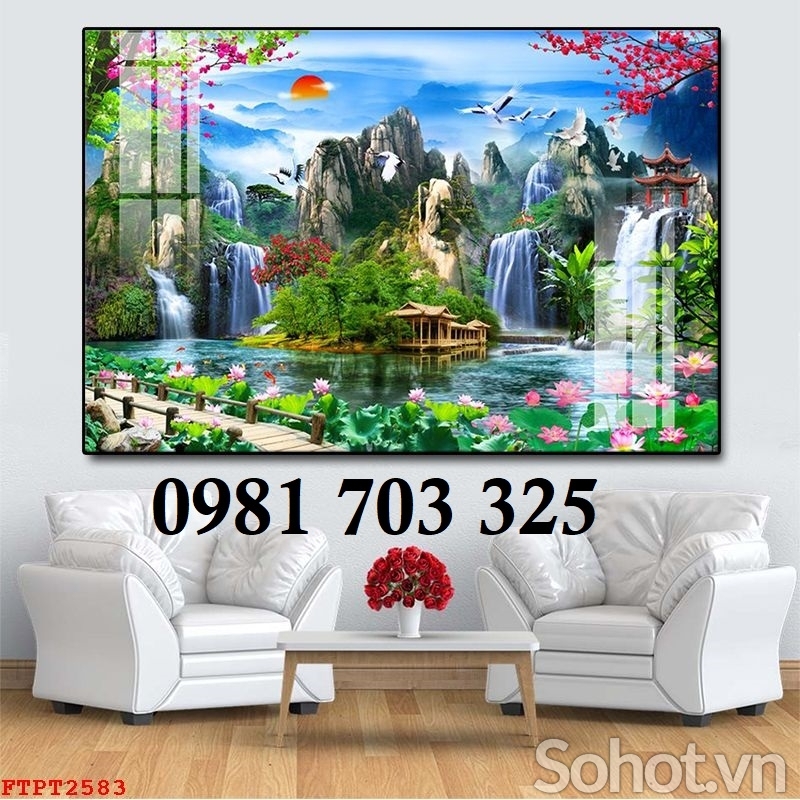 gạch tranh 3D phong cảnh thác nước
