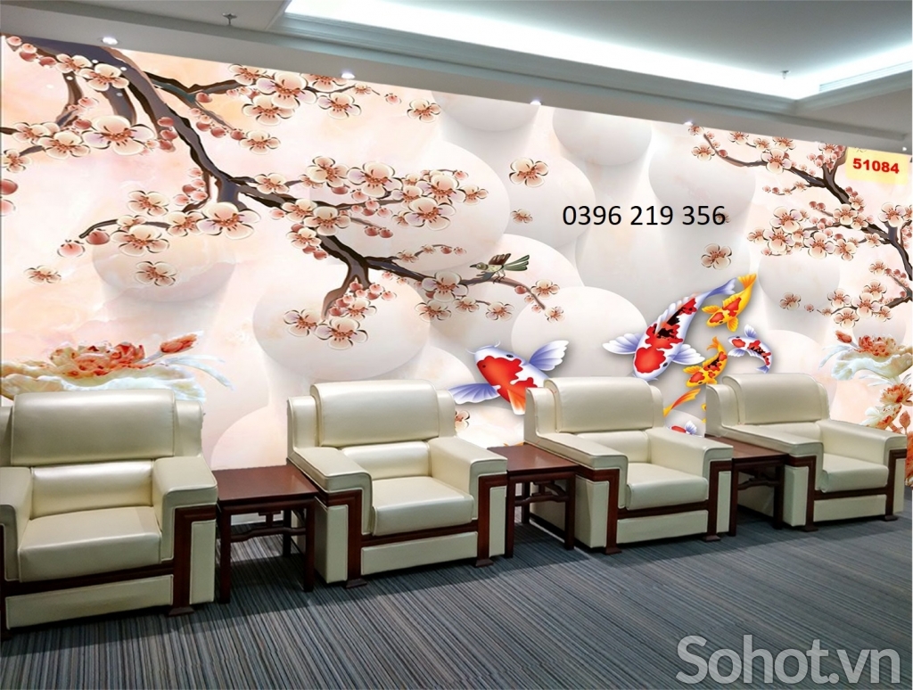 Tranh gạch 3d trang trí phòng khách- Tranh Cá