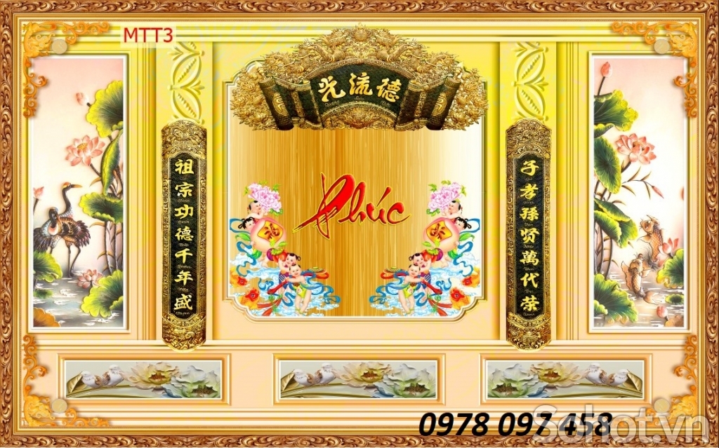 Trang trí phòng thờ - gạch tranh dán tường
