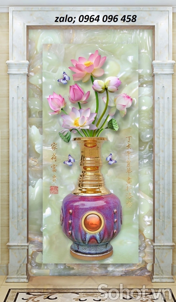 Tranh gạch bình hoa 3d - XBCC7