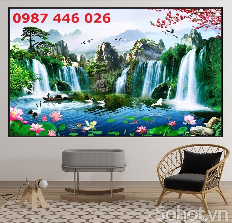 Gạch tranh phong cảnh phòng khách HP2722