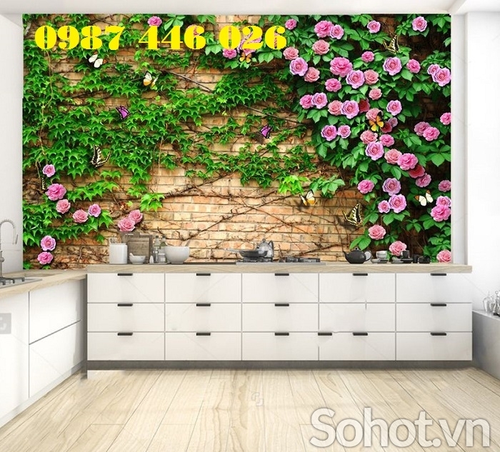 Tranh giàn hoa, gạch tranh hoa hồng HP9823