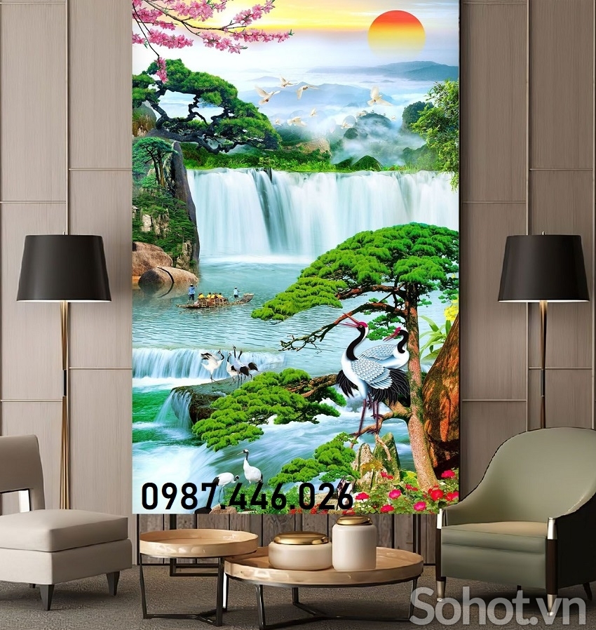 Gạch ốp tường tranh gạch 3d phòng khách