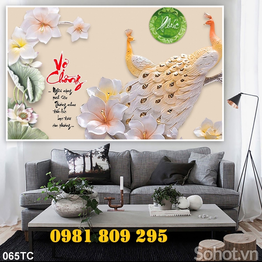 Gạch men con công 3d ốp tường