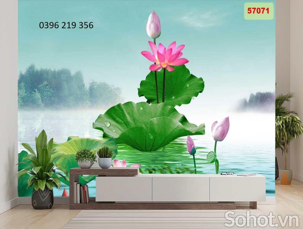 Tranh gạch 3D hoa sen đẹp