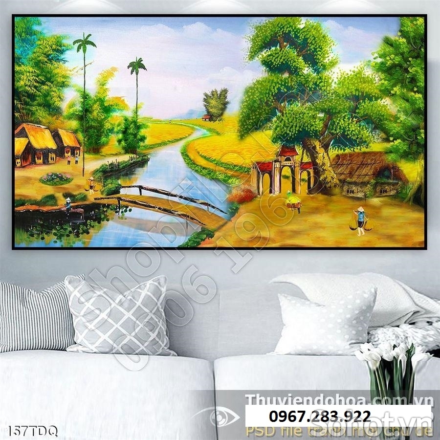 Gạch tranh- Tranh phong cảnh đồng quê