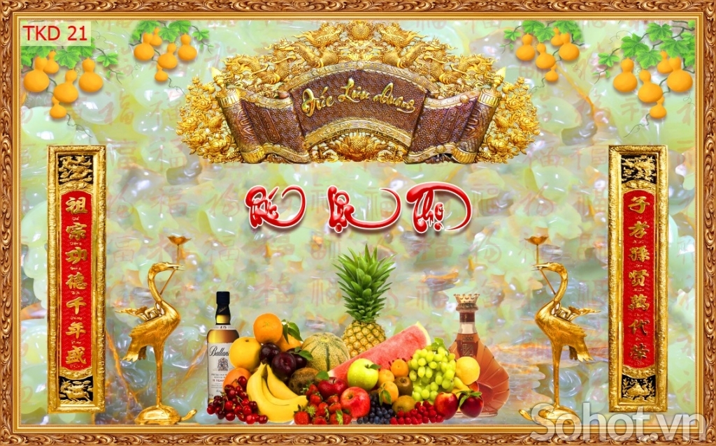 Tranh dán phòng thờ - gạch tranh 3D