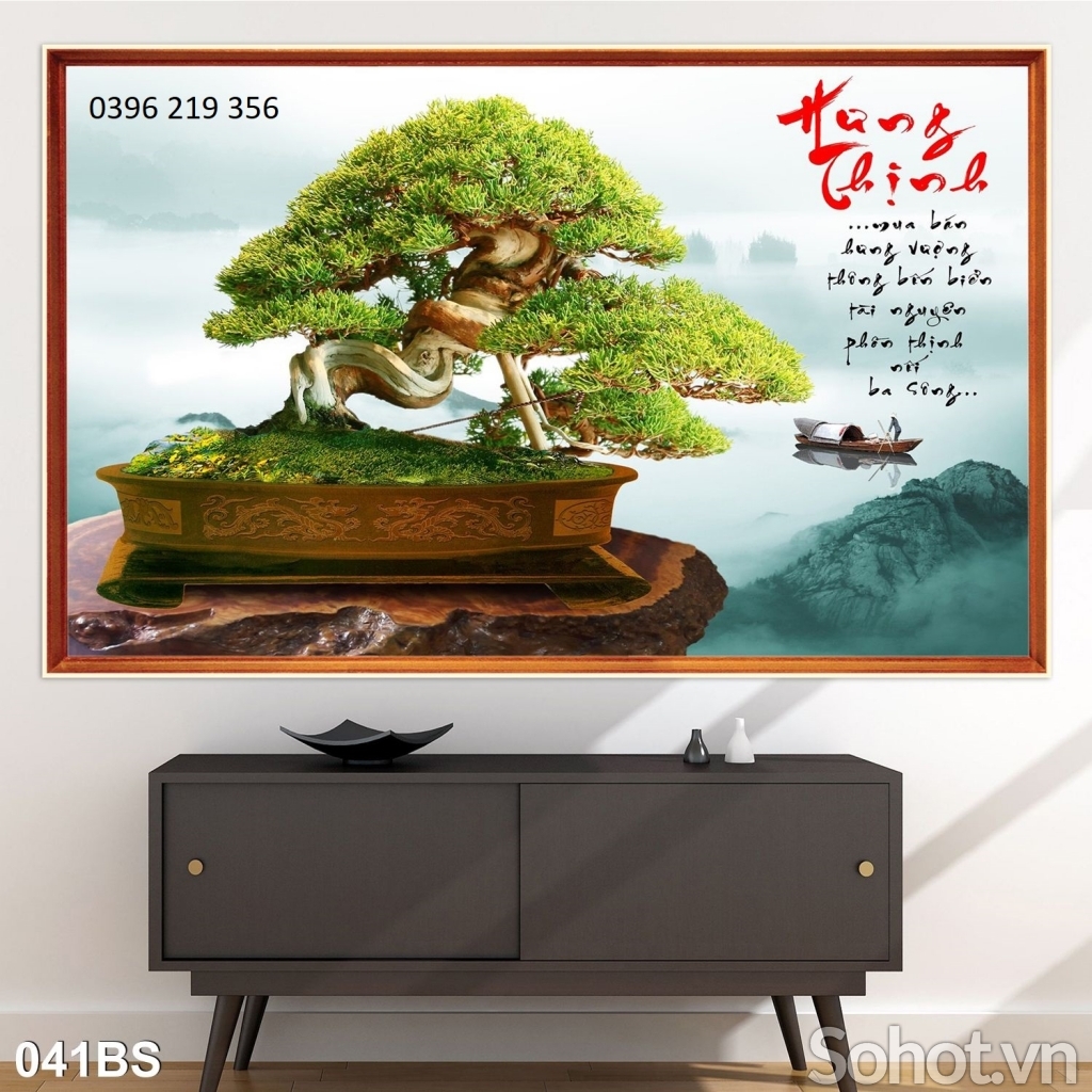 Tranh gạch trang trí phòng khách - Tranh Cây Bonsai