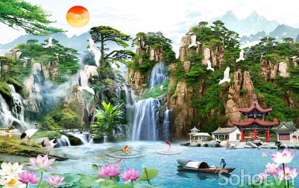 Gạch tranh 3D phòng khách