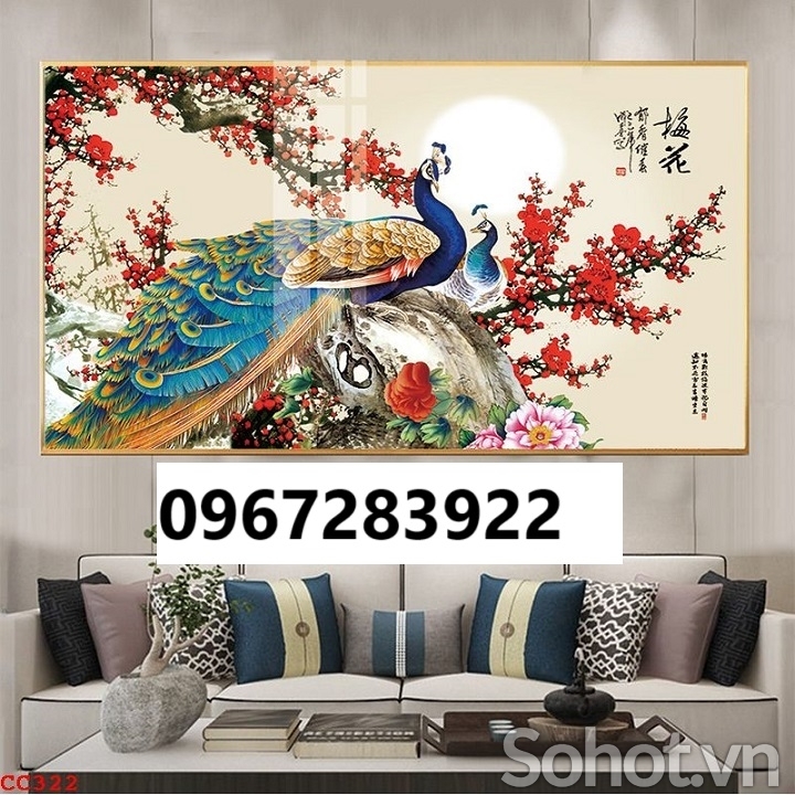 Gạch tranh đẹp chim công 3D