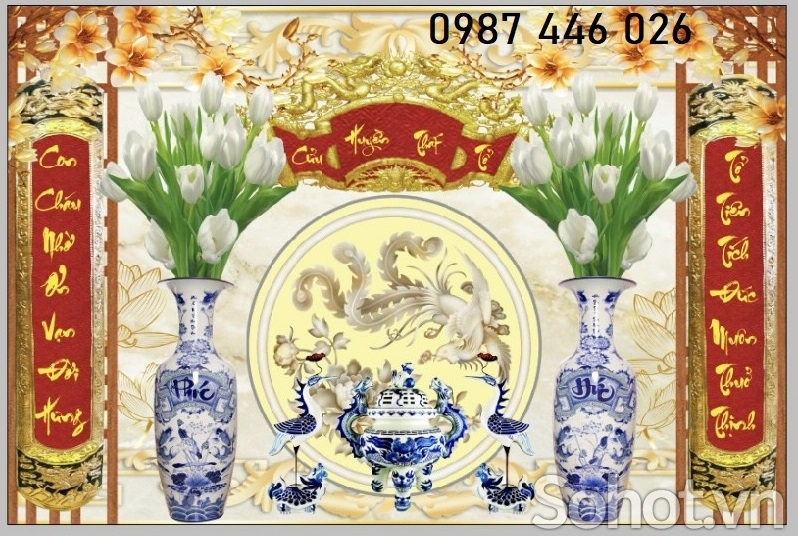 Gạch tranh phòng thờ ốp tường HP7293