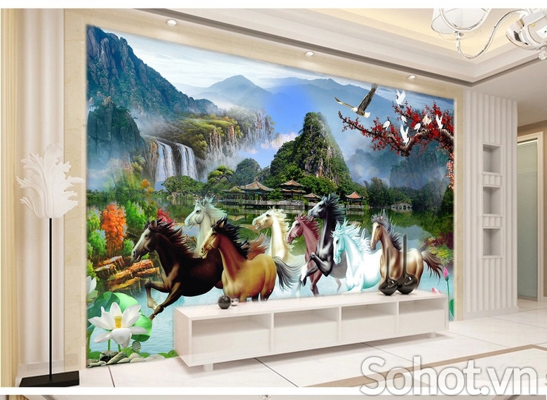 Tranh gạch mã đáo thành công phong thủy 3d - SXC544